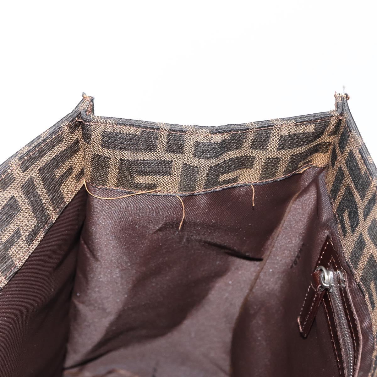 FENDI Zucca Canvas Mamma Baguette Tote Bag Black Brown Auth ep11622