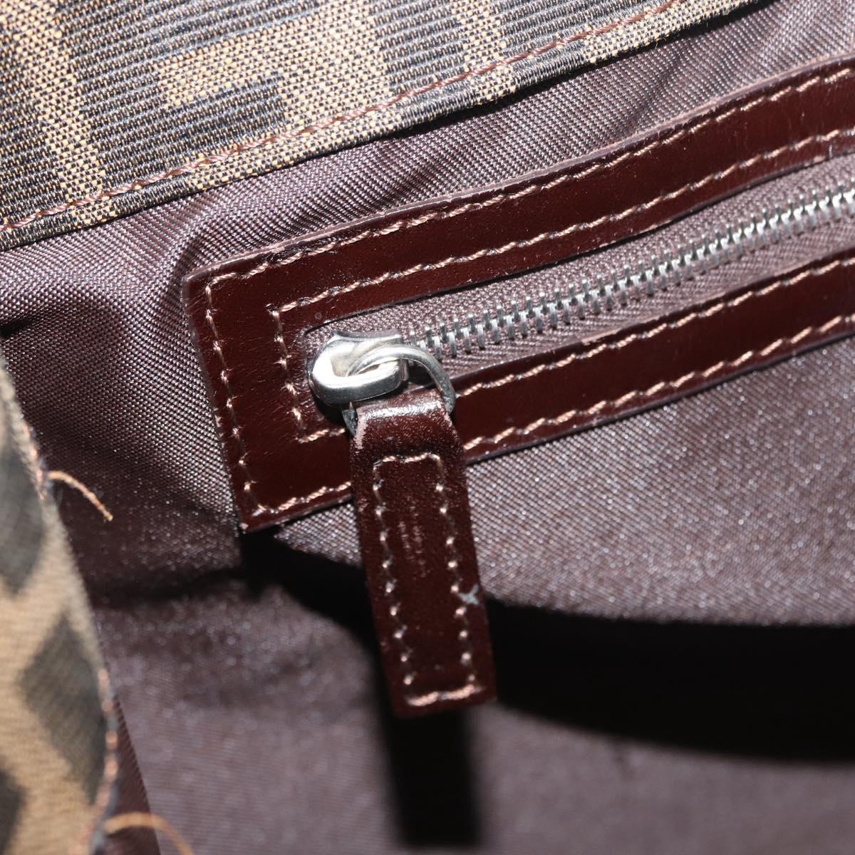 FENDI Zucca Canvas Mamma Baguette Tote Bag Black Brown Auth ep11622