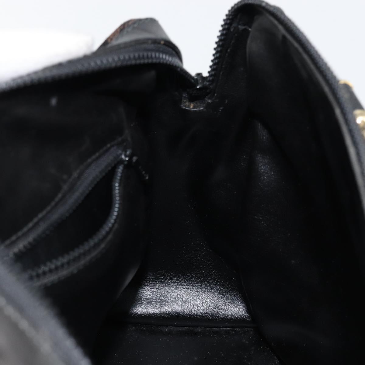 CELINE Macadam Canvas Hand Bag Suede Black Gold Auth ep11623