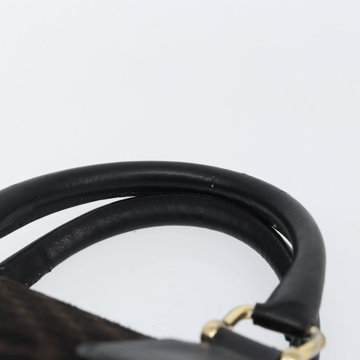 CELINE Macadam Canvas Hand Bag Suede Black Gold Auth ep11623