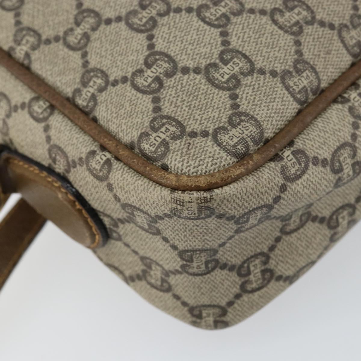 GUCCI GG Plus Supreme Shoulder Bag PVC Beige Gold Auth ep11624