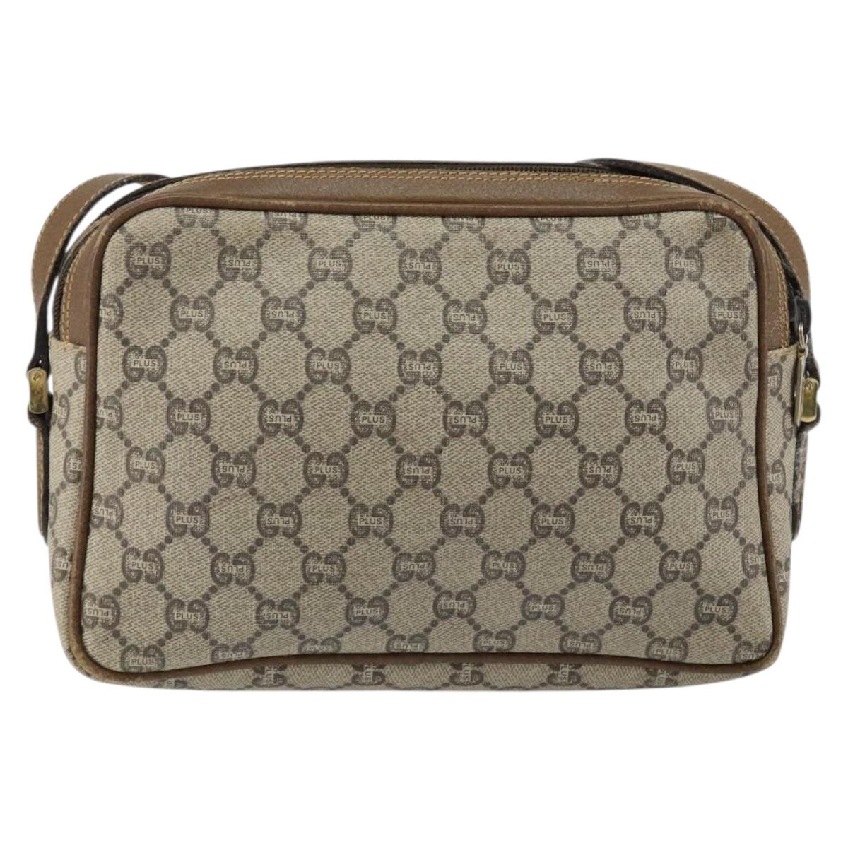 GUCCI GG Plus Supreme Shoulder Bag PVC Beige Gold Auth ep11624