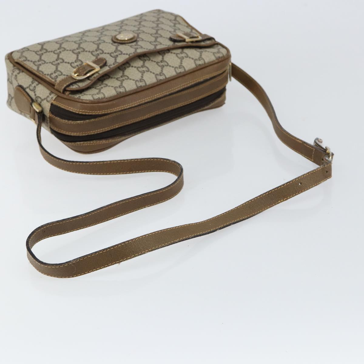 GUCCI GG Plus Supreme Shoulder Bag PVC Beige Gold Auth ep11624