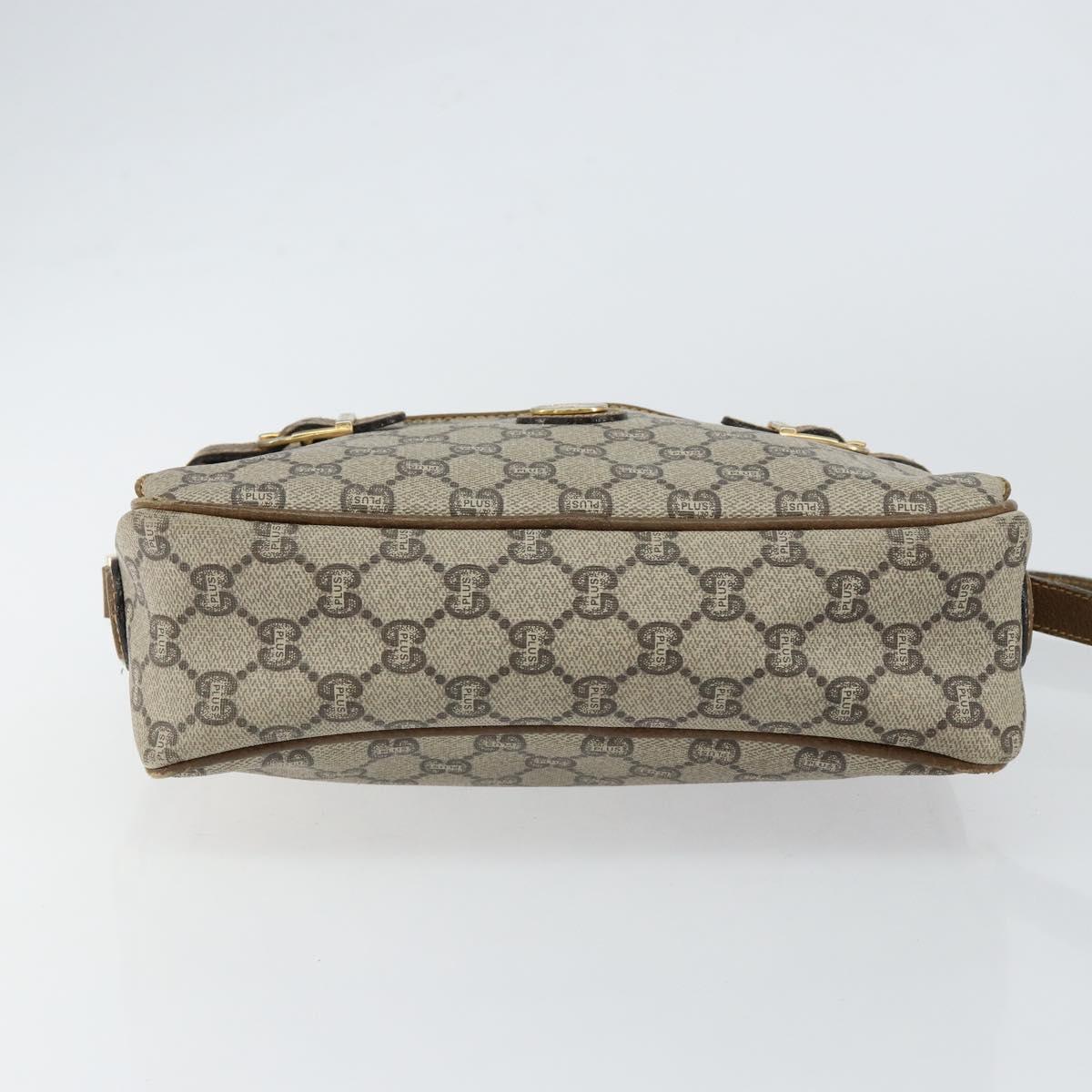 GUCCI GG Plus Supreme Shoulder Bag PVC Beige Gold Auth ep11624