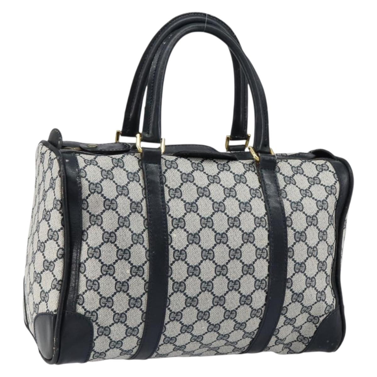 GUCCI GG Supreme Boston Bag PVC Navy Gold Auth ep11627