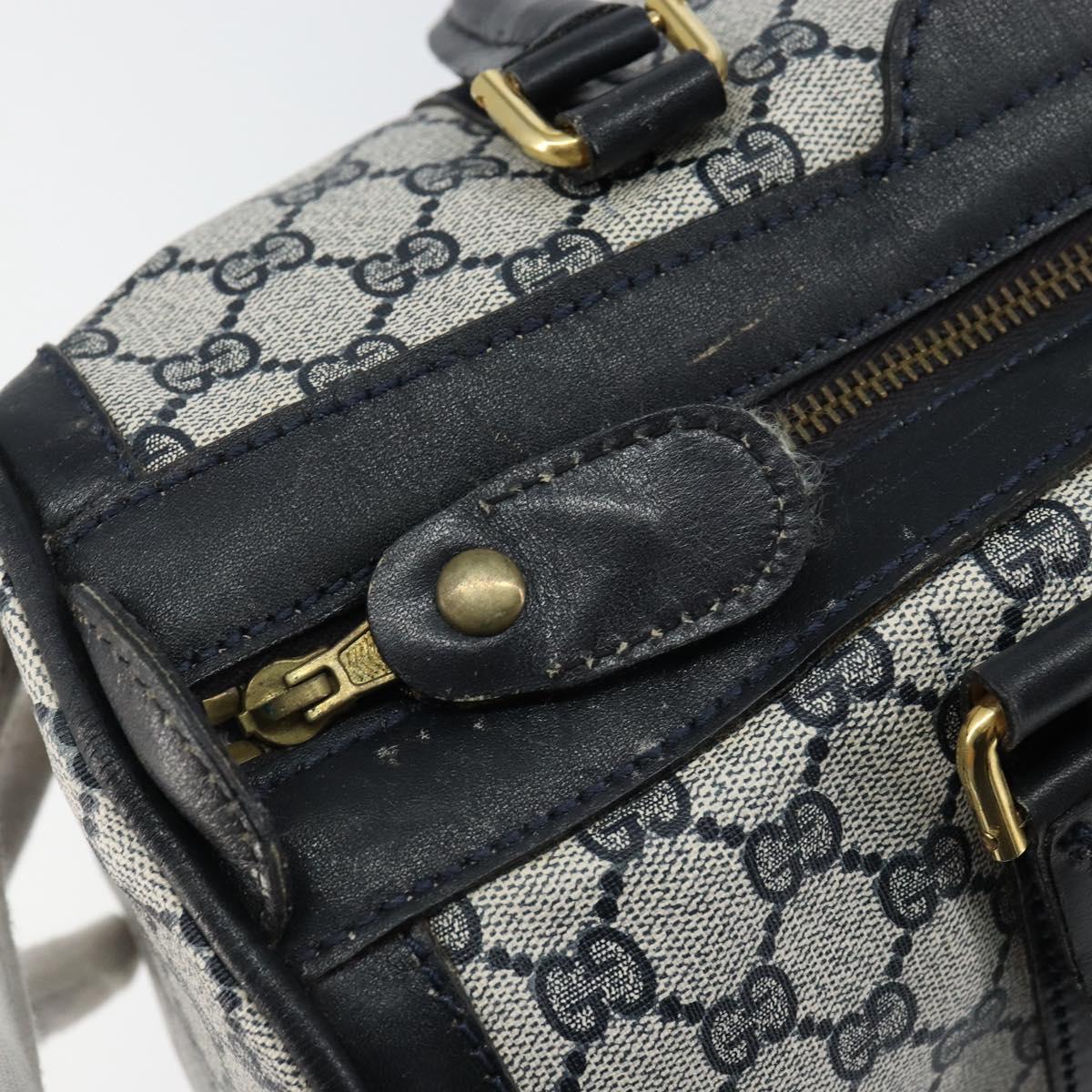GUCCI GG Supreme Boston Bag PVC Navy Gold Auth ep11627