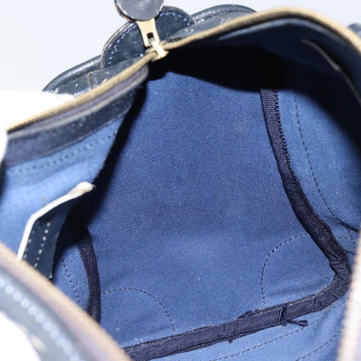 GUCCI GG Supreme Boston Bag PVC Navy Gold Auth ep11627