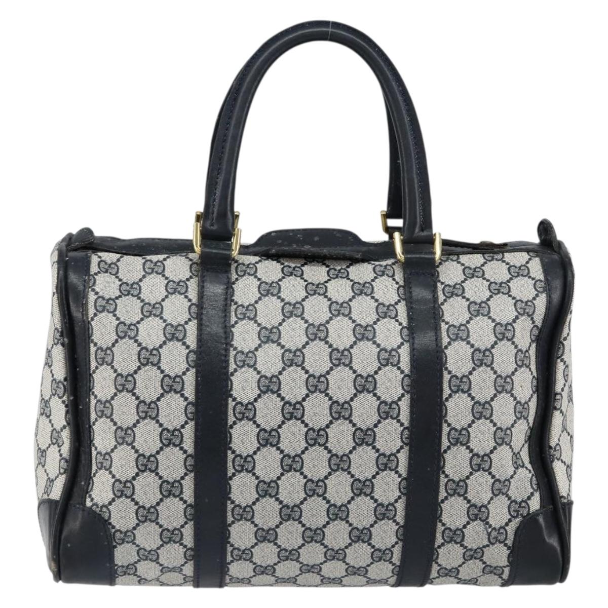 GUCCI GG Supreme Boston Bag PVC Navy Gold Auth ep11627