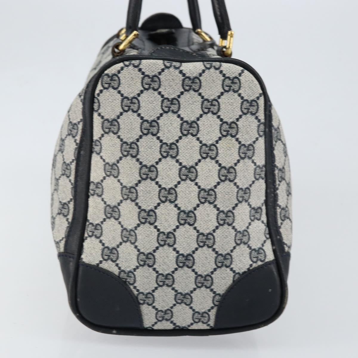 GUCCI GG Supreme Boston Bag PVC Navy Gold Auth ep11627