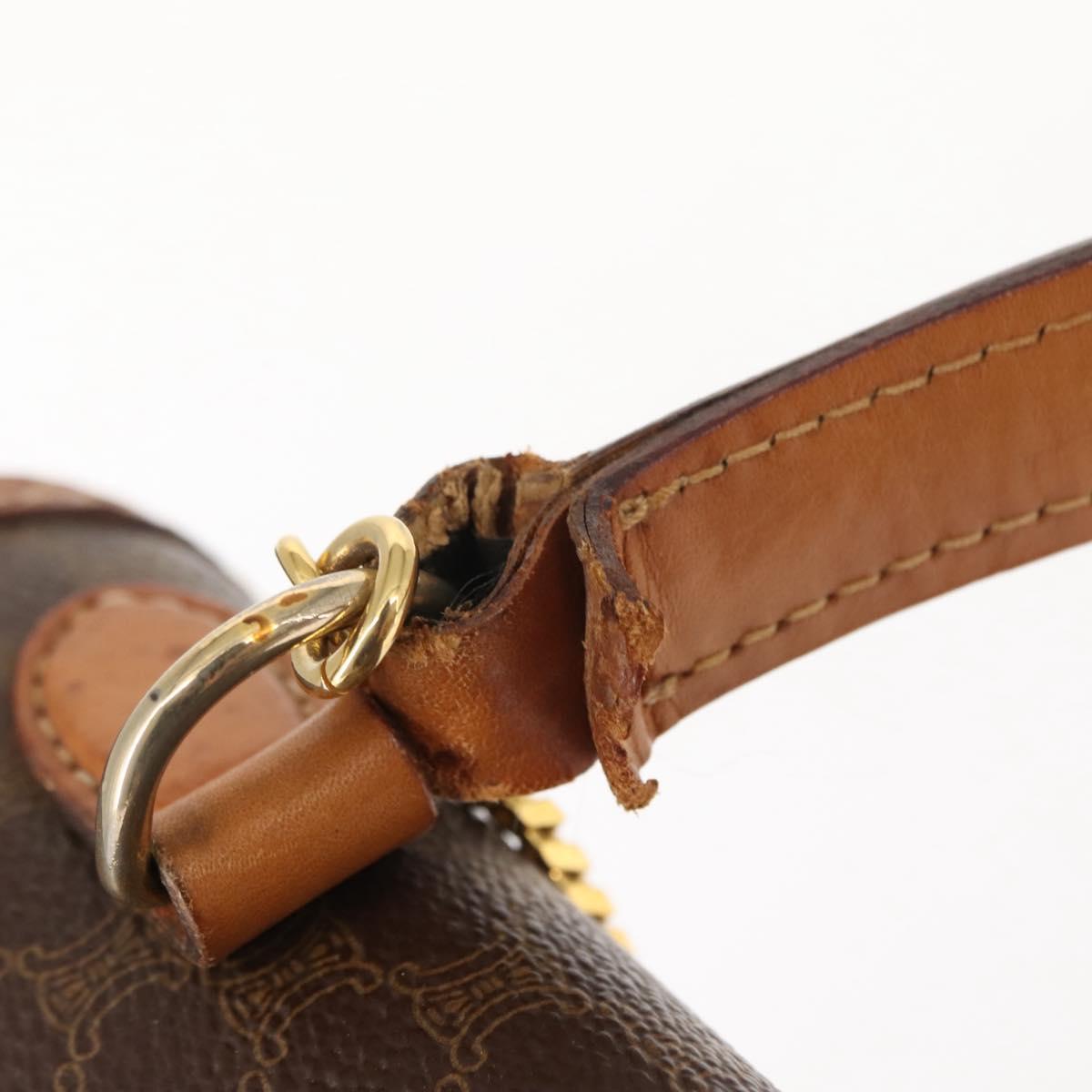 CELINE Macadam Canvas Hand Bag PVC Leather Brown Gold Auth ep11633