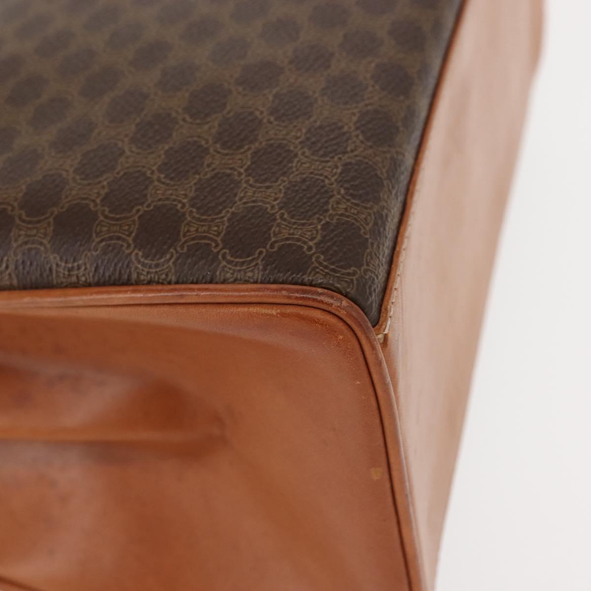 CELINE Macadam Canvas Hand Bag PVC Leather Brown Gold Auth ep11633