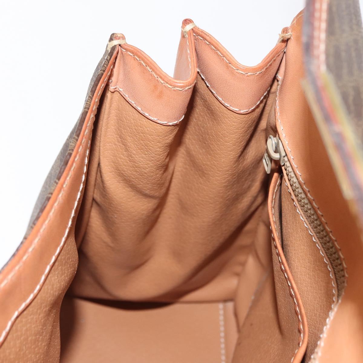 CELINE Macadam Canvas Hand Bag PVC Leather Brown Gold Auth ep11633