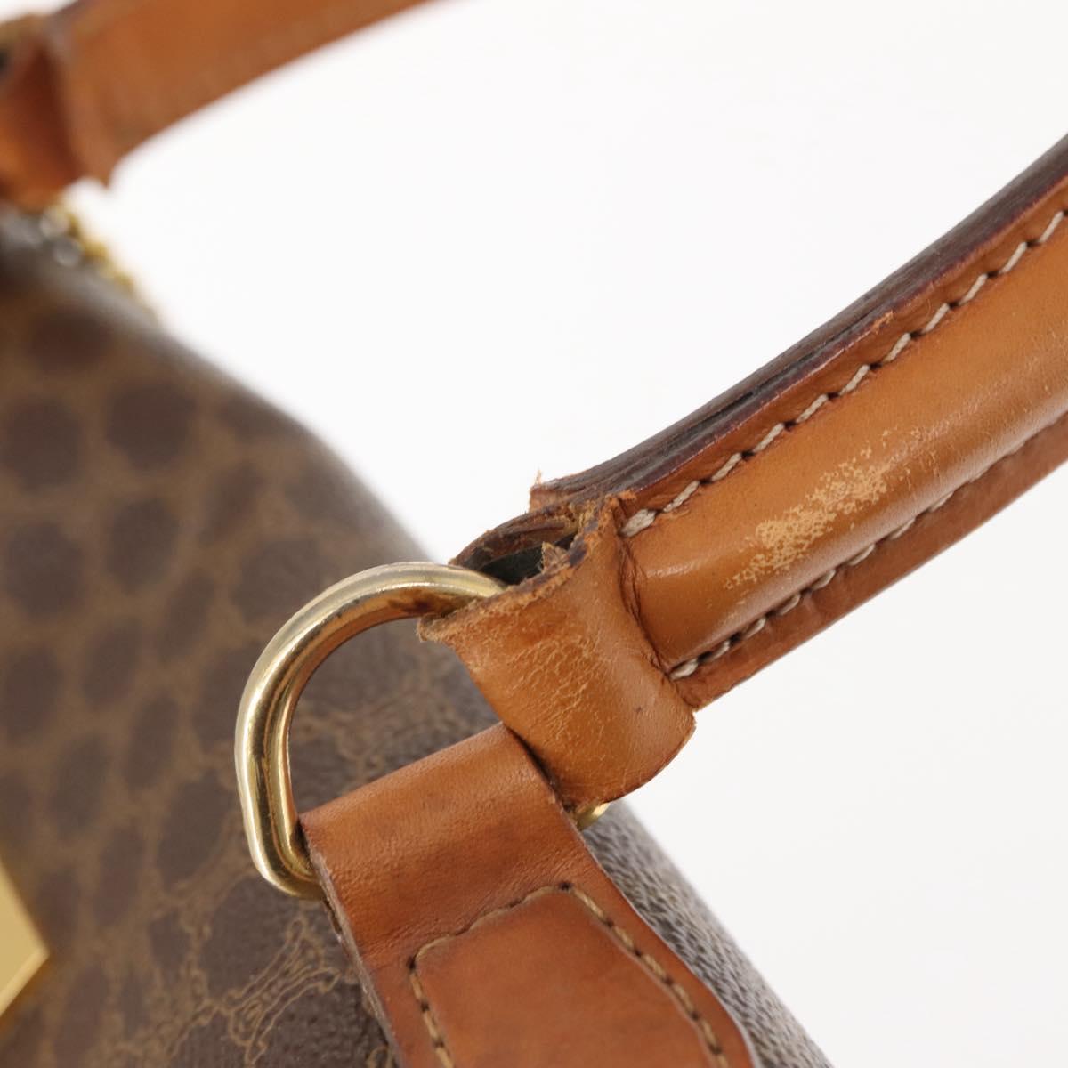 CELINE Macadam Canvas Hand Bag PVC Leather Brown Gold Auth ep11633