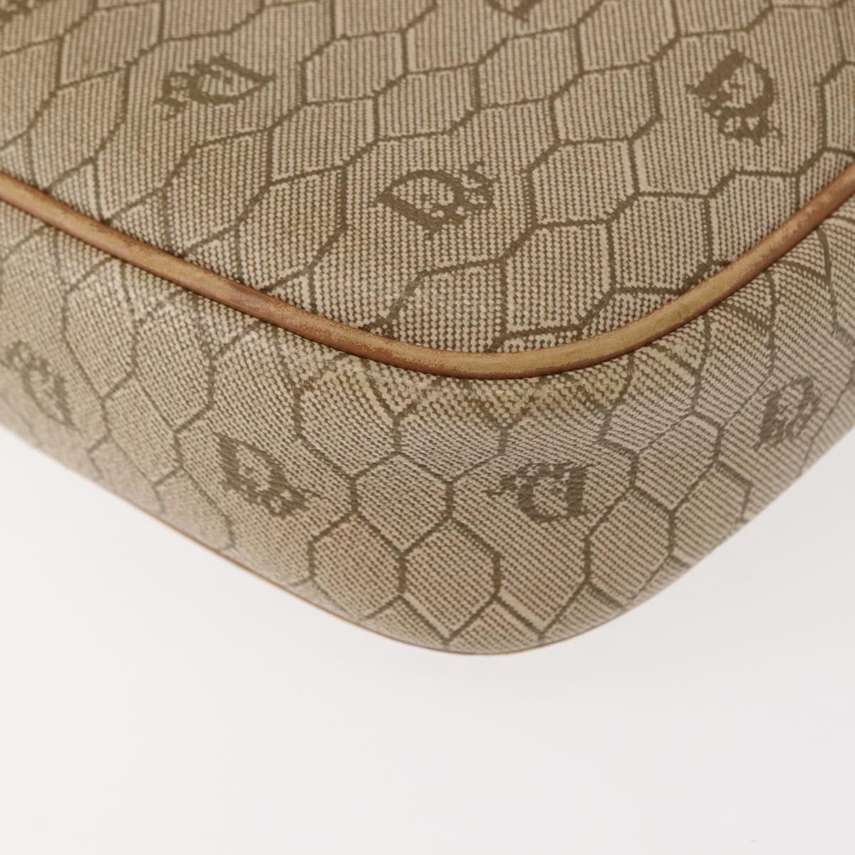 Christian Dior Honeycomb Canvas Chain Shoulder Bag PVC Beige Gold Auth ep11637