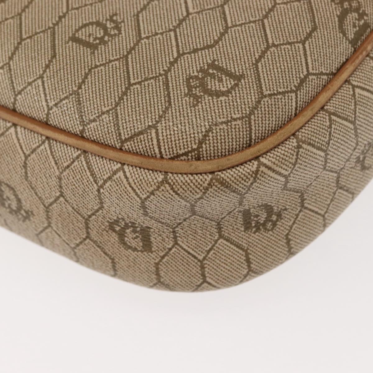 Christian Dior Honeycomb Canvas Chain Shoulder Bag PVC Beige Gold Auth ep11637