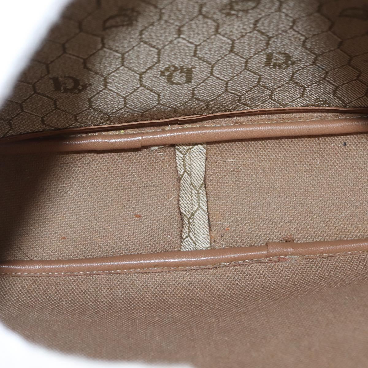 Christian Dior Honeycomb Canvas Chain Shoulder Bag PVC Beige Gold Auth ep11637