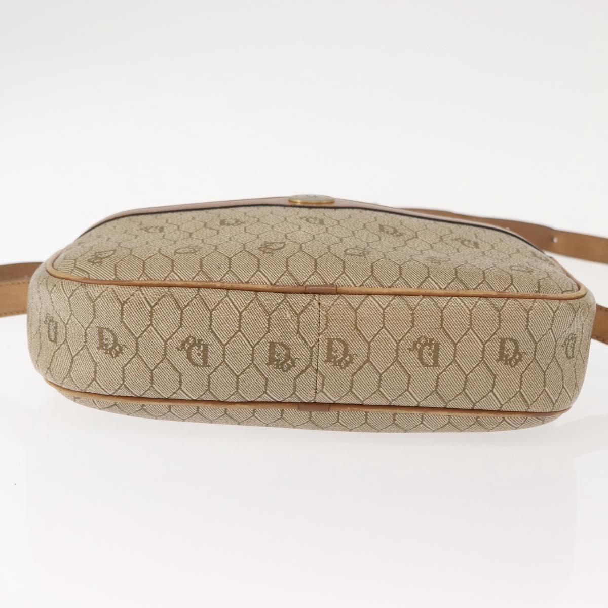Christian Dior Honeycomb Canvas Chain Shoulder Bag PVC Beige Gold Auth ep11637