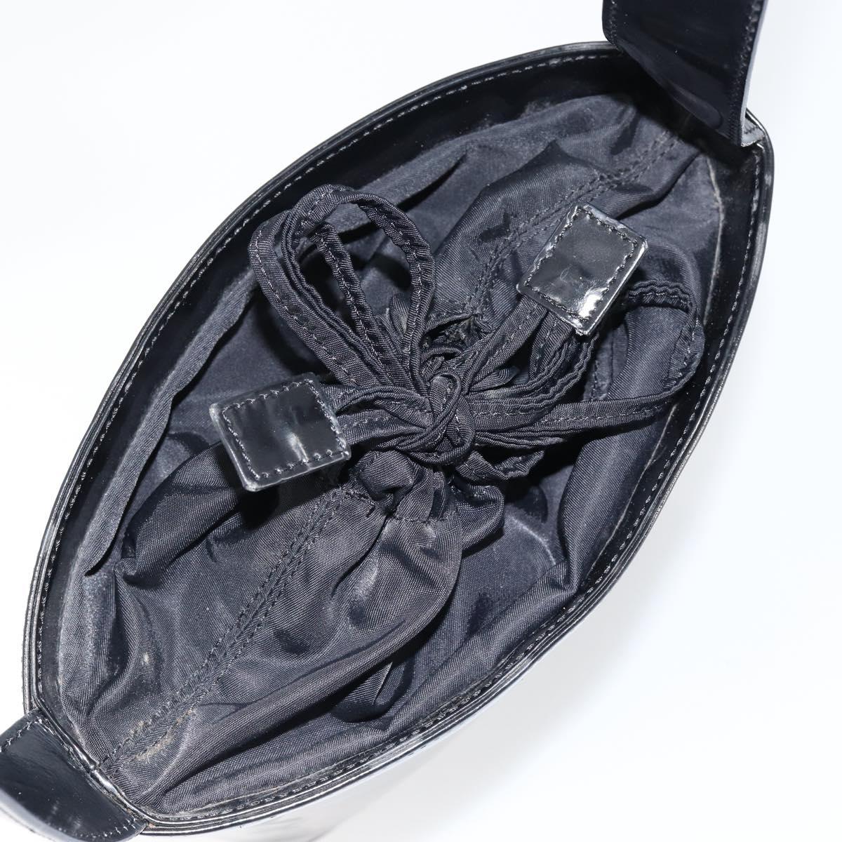 CELINE Shoulder Bag Enamel Black Gold Auth ep11645