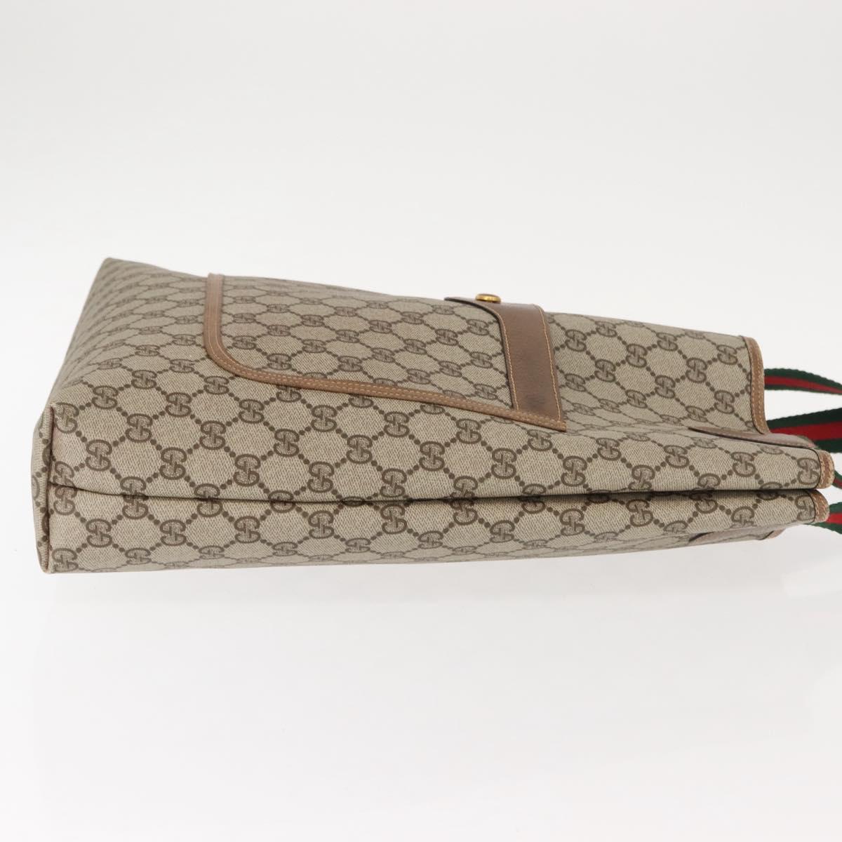 GUCCI GG Supreme Web Sherry Line Tote Bag PVC Beige Gold 378 02 003 Auth ep11646