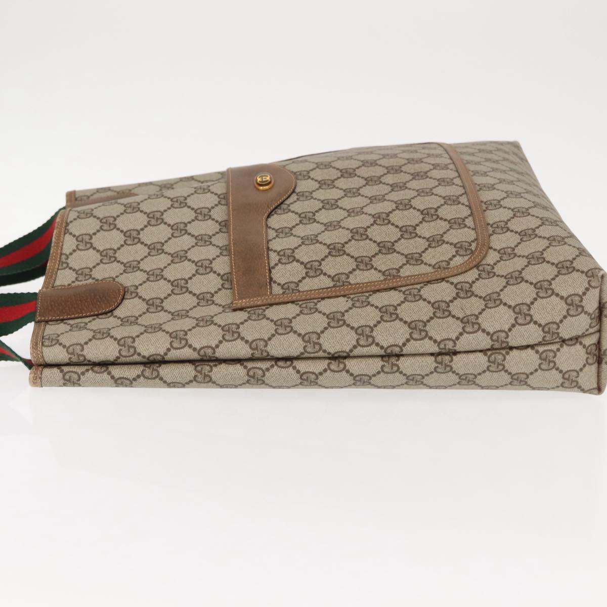 GUCCI GG Supreme Web Sherry Line Tote Bag PVC Beige Gold 378 02 003 Auth ep11646