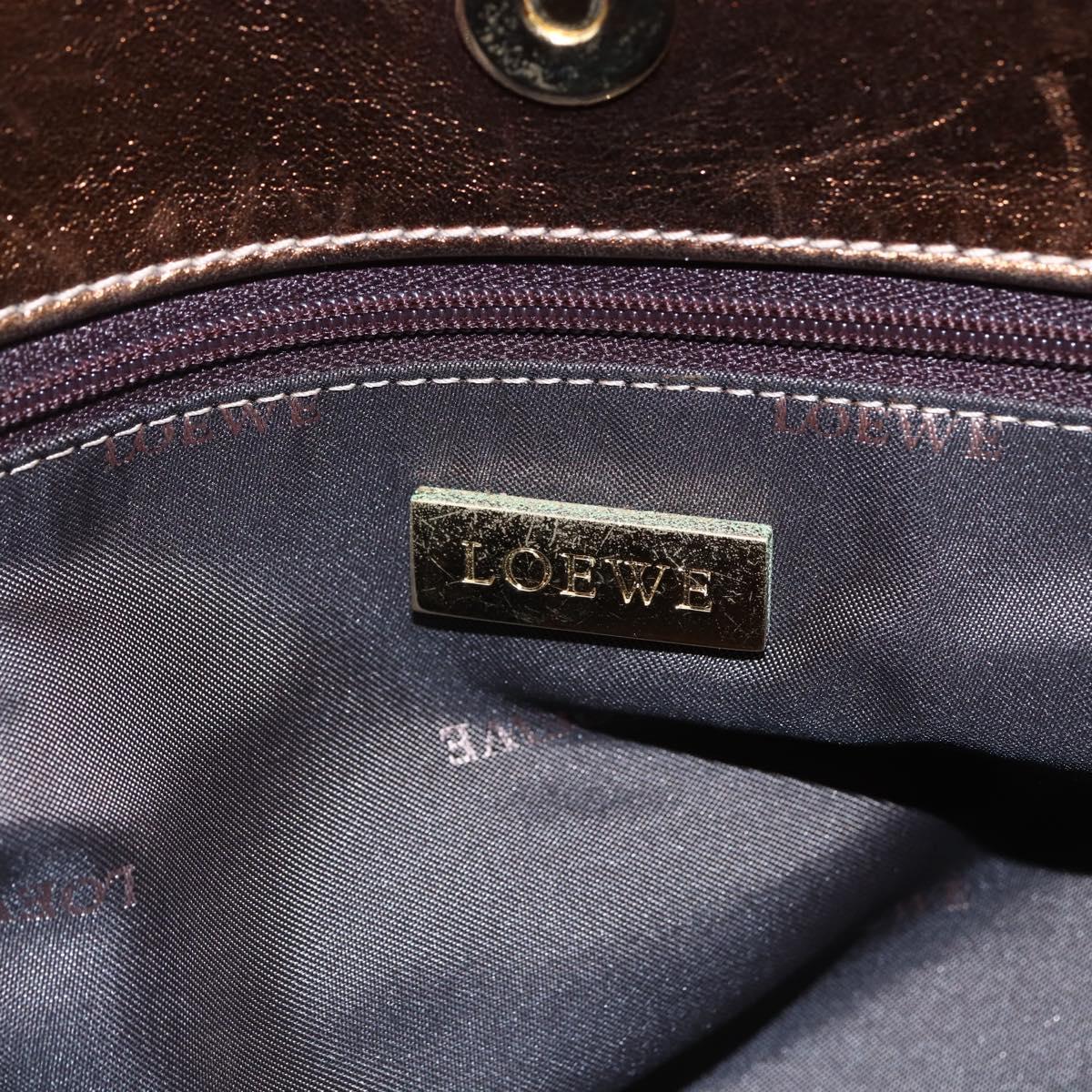 LOEWE Anagram Americana 28 Hand Bag Leather Bronze Gold Auth ep11653