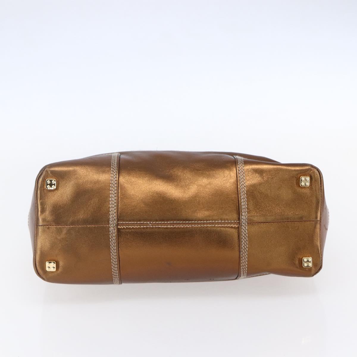 LOEWE Anagram Americana 28 Hand Bag Leather Bronze Gold Auth ep11653