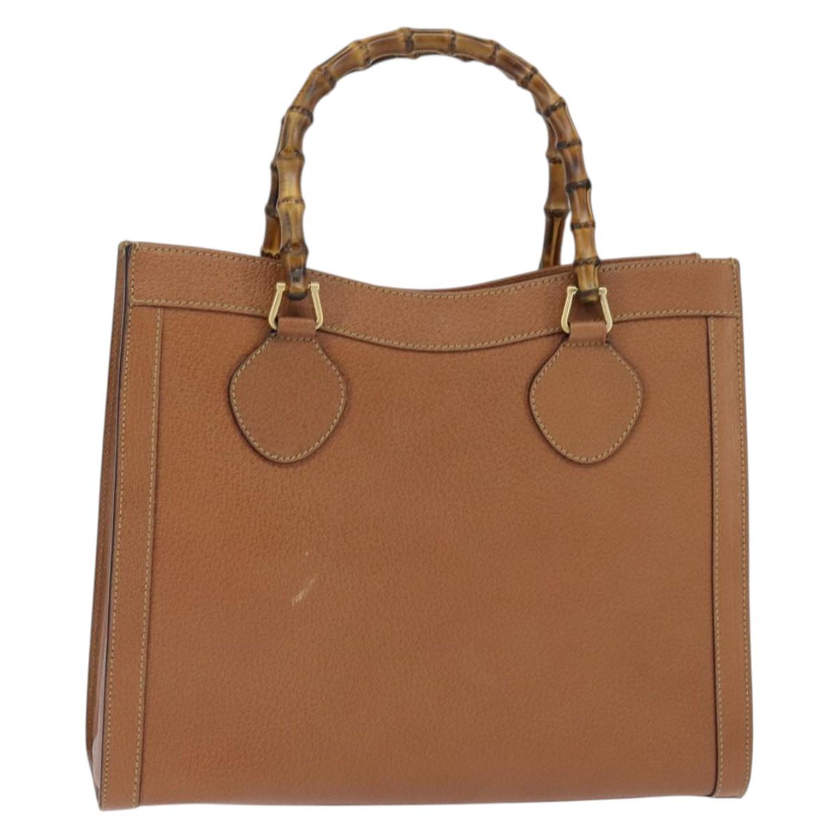 GUCCI Bamboo Hand Bag Leather Brown Gold 002 1186 0260 Auth ep11657