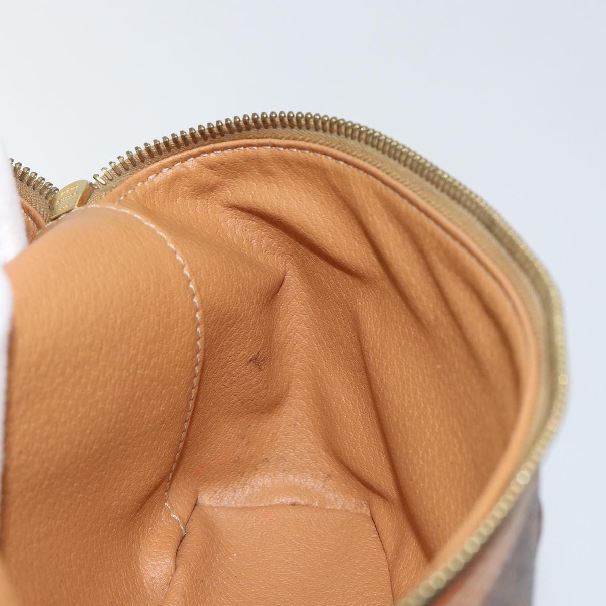 CELINE Macadam Canvas Vanity Pouch PVC Leather Brown Gold Auth ep11672