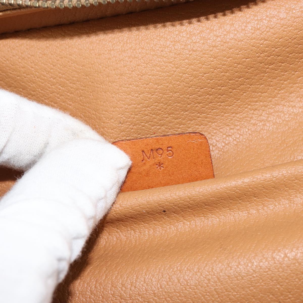 CELINE Macadam Canvas Vanity Pouch PVC Leather Brown Gold Auth ep11672