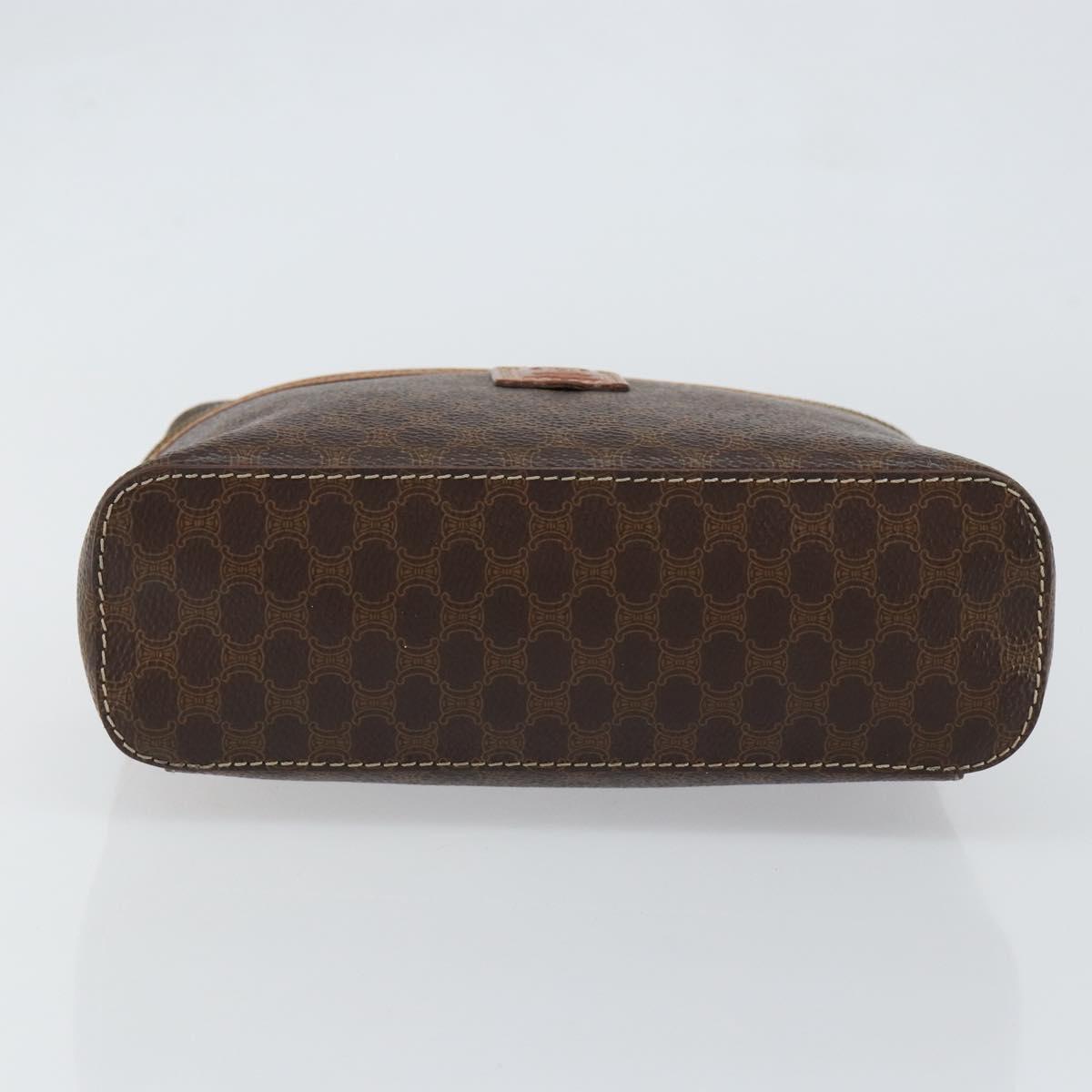 CELINE Macadam Canvas Vanity Pouch PVC Leather Brown Gold Auth ep11672