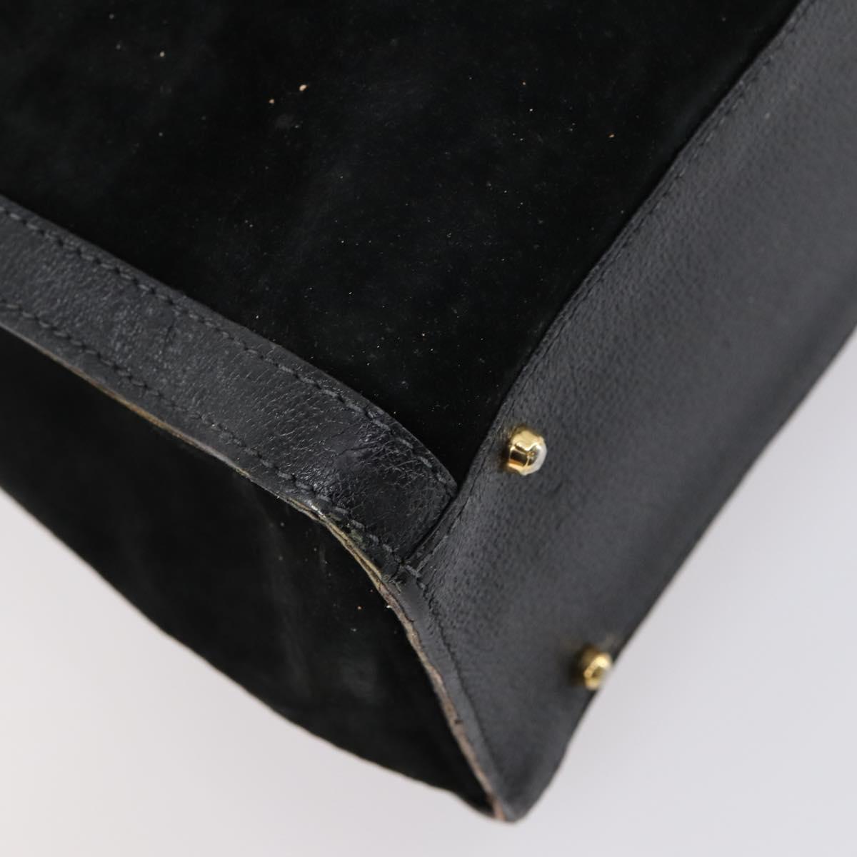 GUCCI Bamboo Hand Bag Suede Leather Black Gold 002 2853 0260 0 Auth ep11688