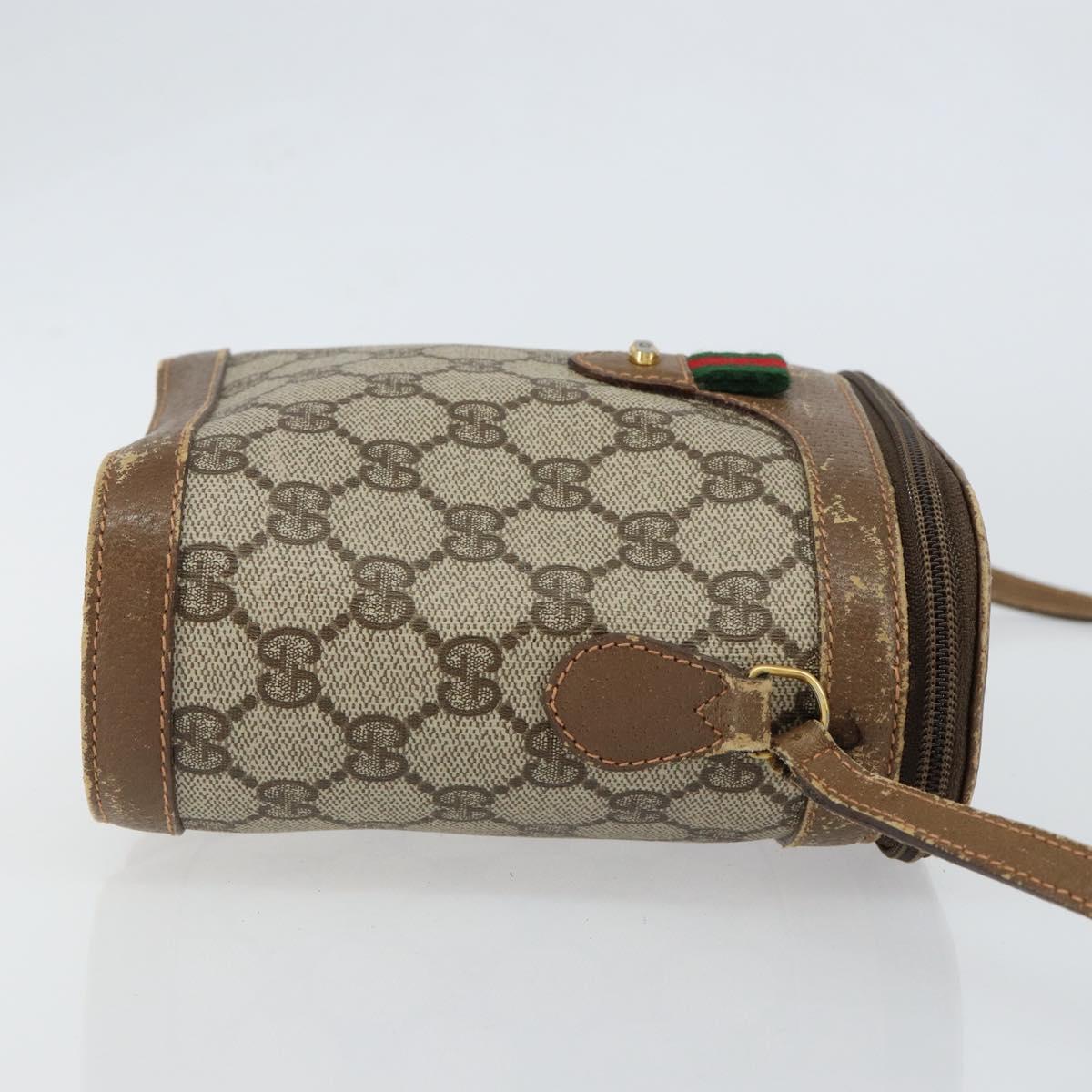 GUCCI GG Supreme Web Sherry Line Bag PVC Beige Gold 904 02 070 Auth ep11689