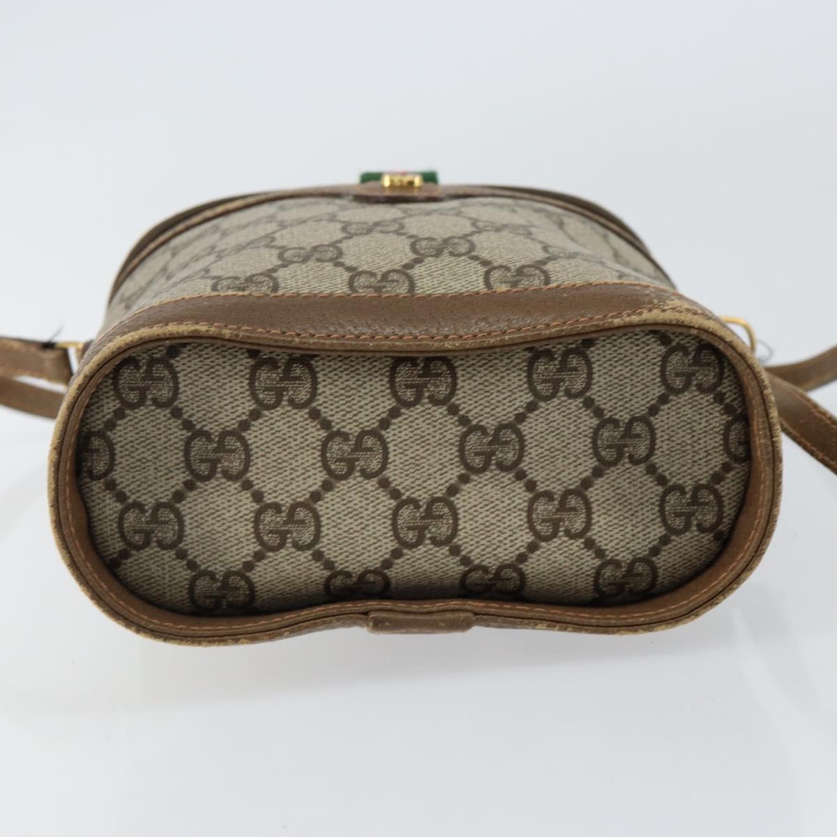 GUCCI GG Supreme Web Sherry Line Bag PVC Beige Gold 904 02 070 Auth ep11689