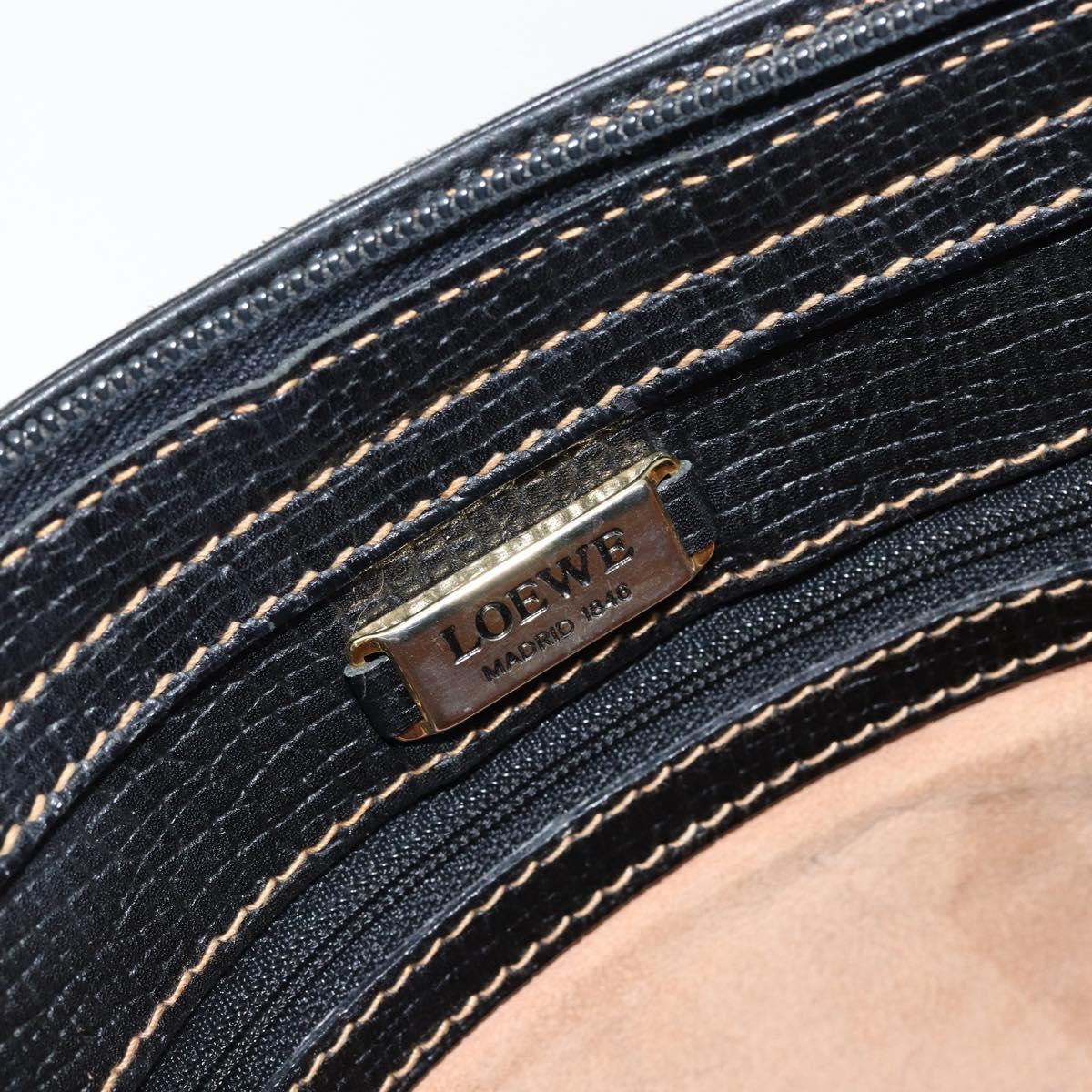 LOEWE Tote Bag Leather Black Gold Auth ep11694