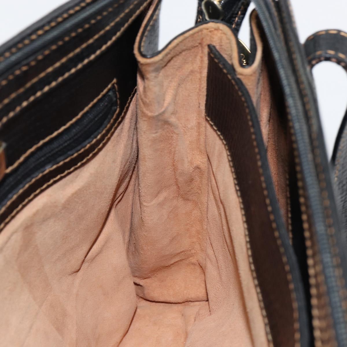 LOEWE Tote Bag Leather Black Gold Auth ep11694