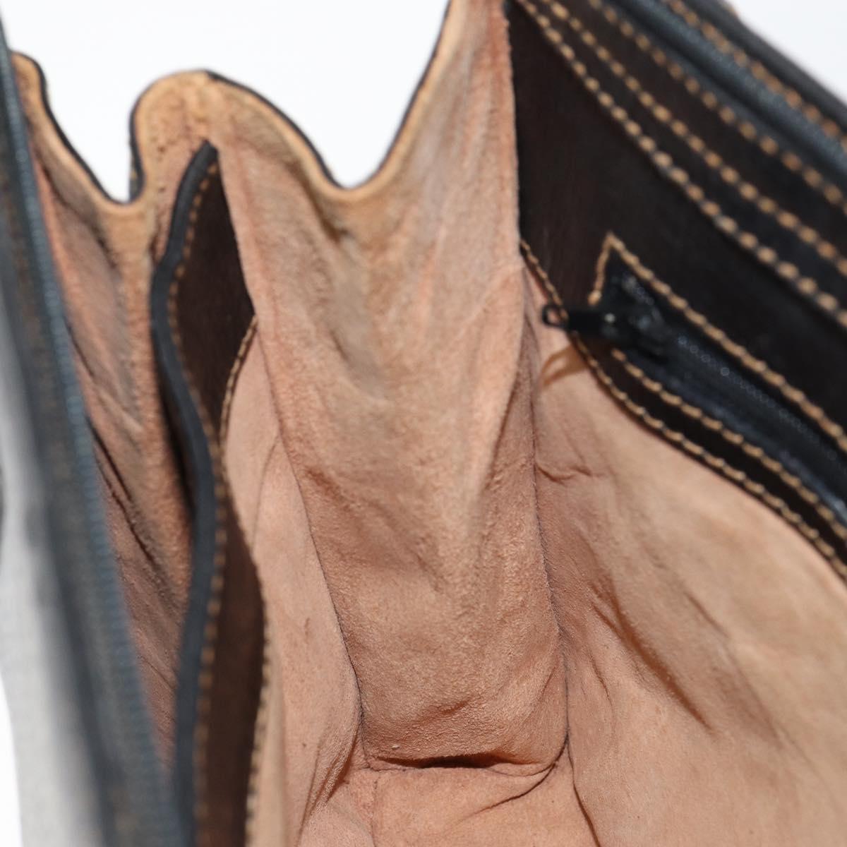 LOEWE Tote Bag Leather Black Gold Auth ep11694