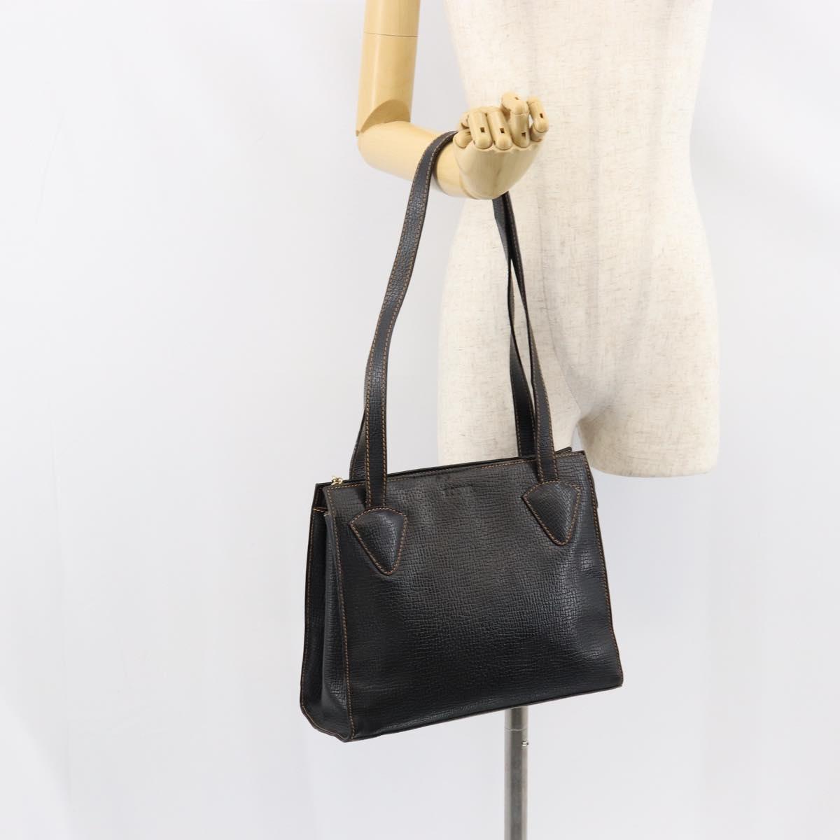 LOEWE Tote Bag Leather Black Gold Auth ep11694