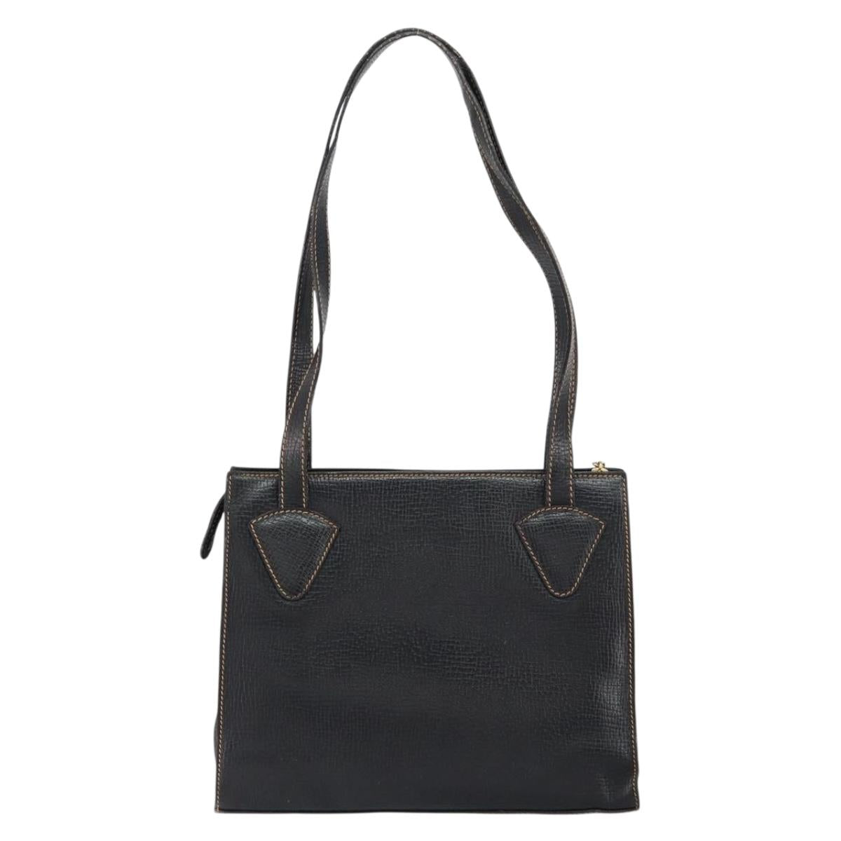 LOEWE Tote Bag Leather Black Gold Auth ep11694