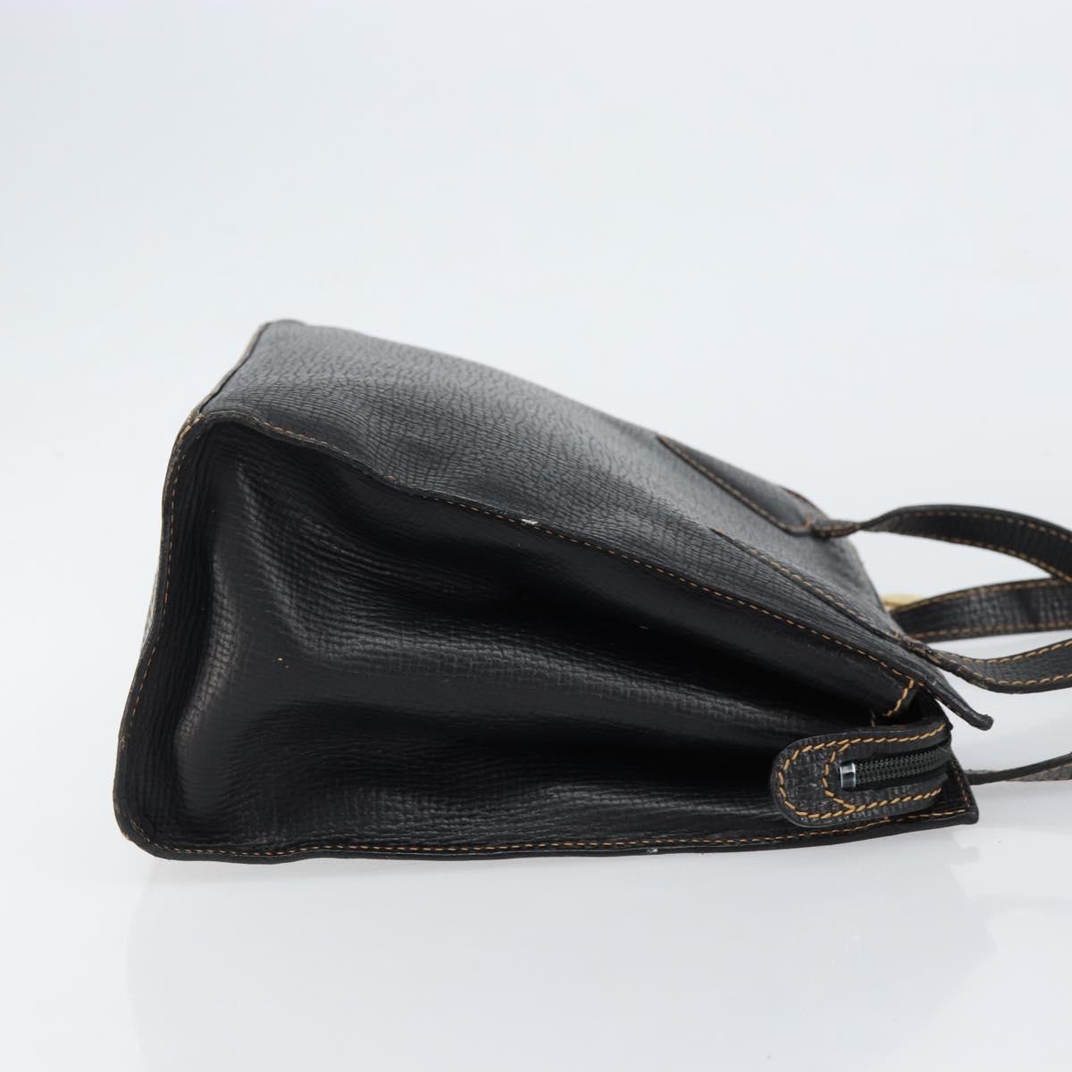 LOEWE Tote Bag Leather Black Gold Auth ep11694