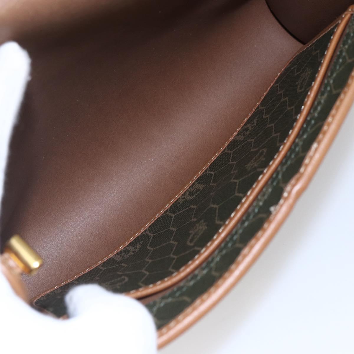 Christian Dior Honeycomb Canvas Shoulder Bag PVC Khaki Gold Auth ep11695