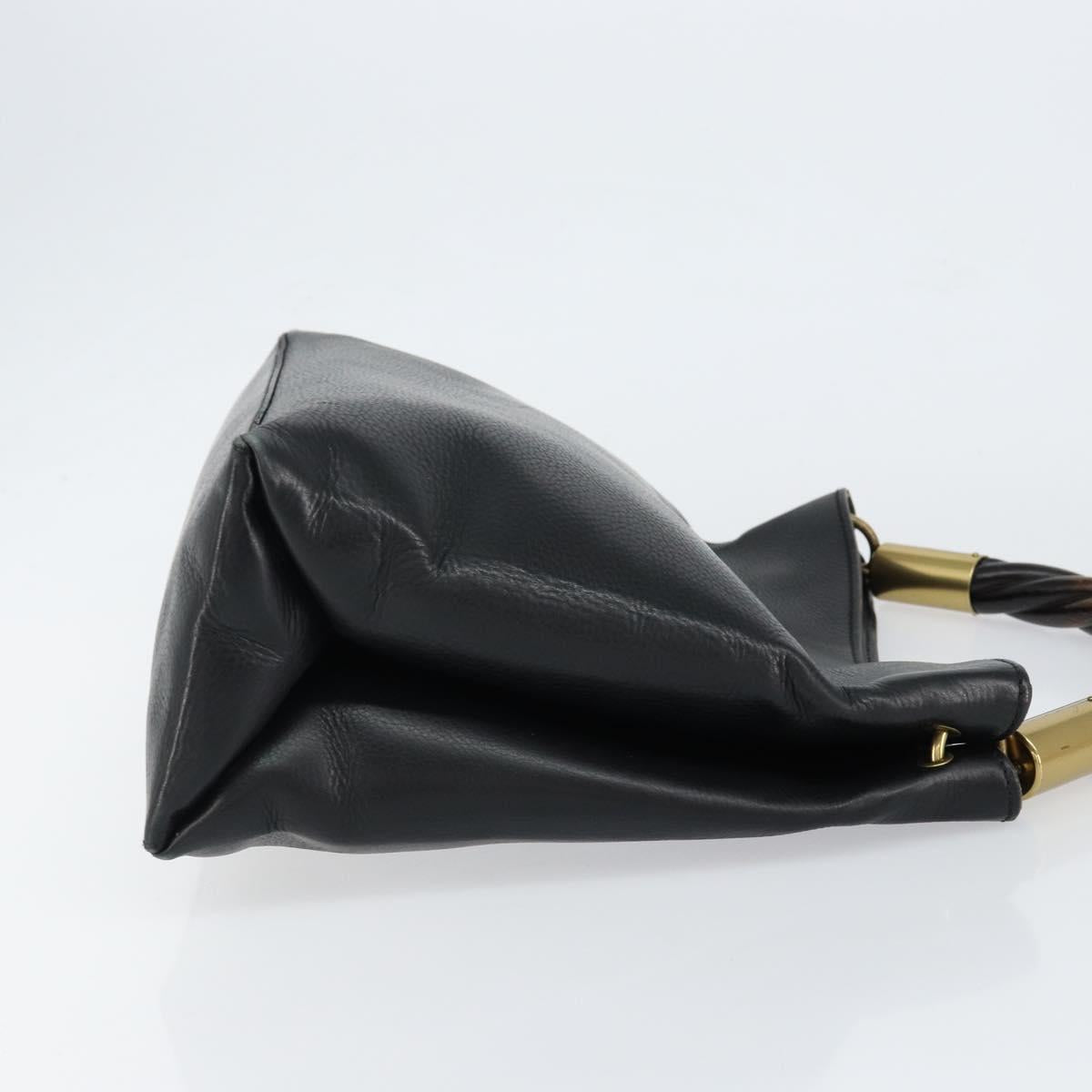 GUCCI Shoulder Bag Leather Black Gold 110177 Auth ep11697