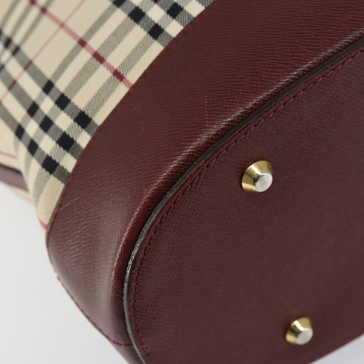 BURBERRY Nova Check Tote Bag Canvas Leather Beige Gold Auth ep11704