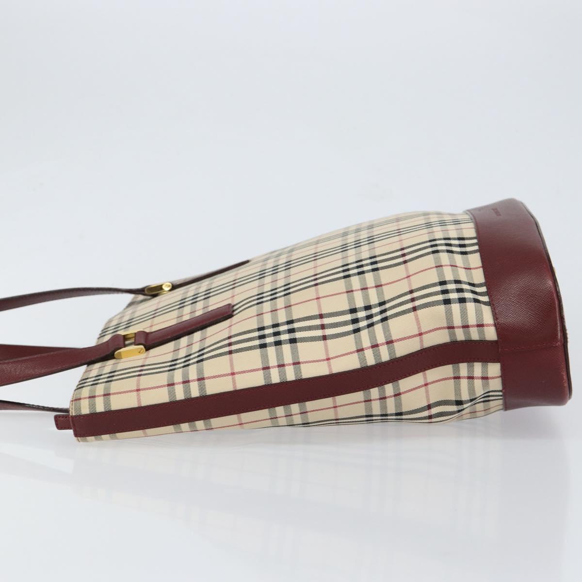 BURBERRY Nova Check Tote Bag Canvas Leather Beige Gold Auth ep11704