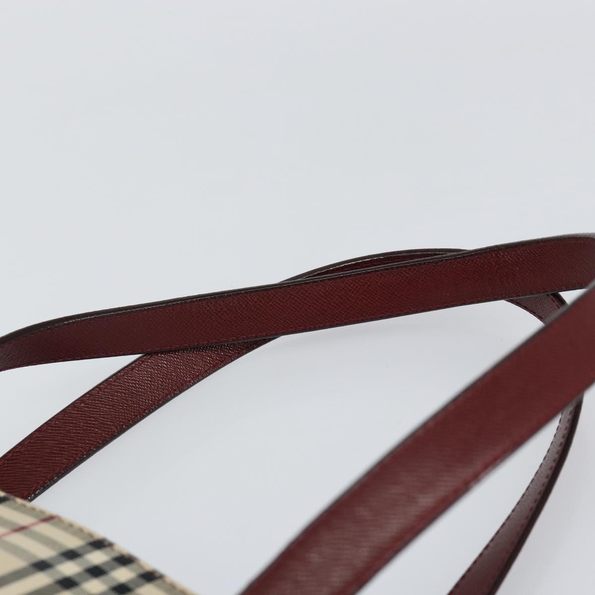 BURBERRY Nova Check Tote Bag Canvas Leather Beige Gold Auth ep11704