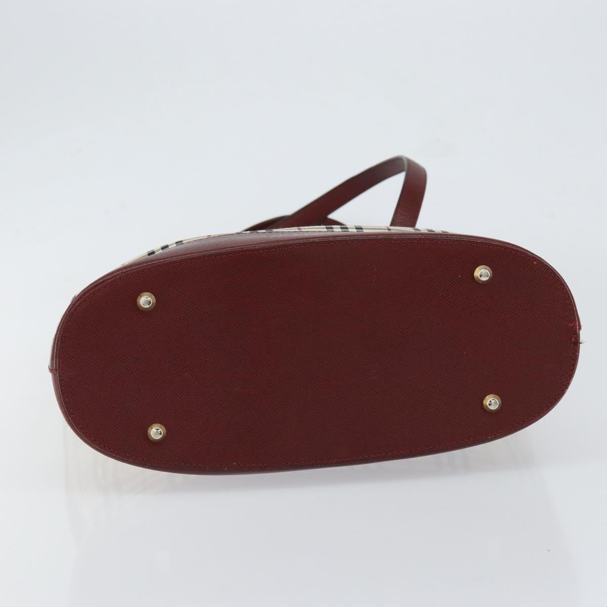 BURBERRY Nova Check Tote Bag Canvas Leather Beige Gold Auth ep11704