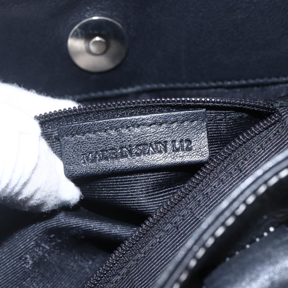 LOEWE Anagram Tote Bag PVC Leather Black Silver Auth ep11707