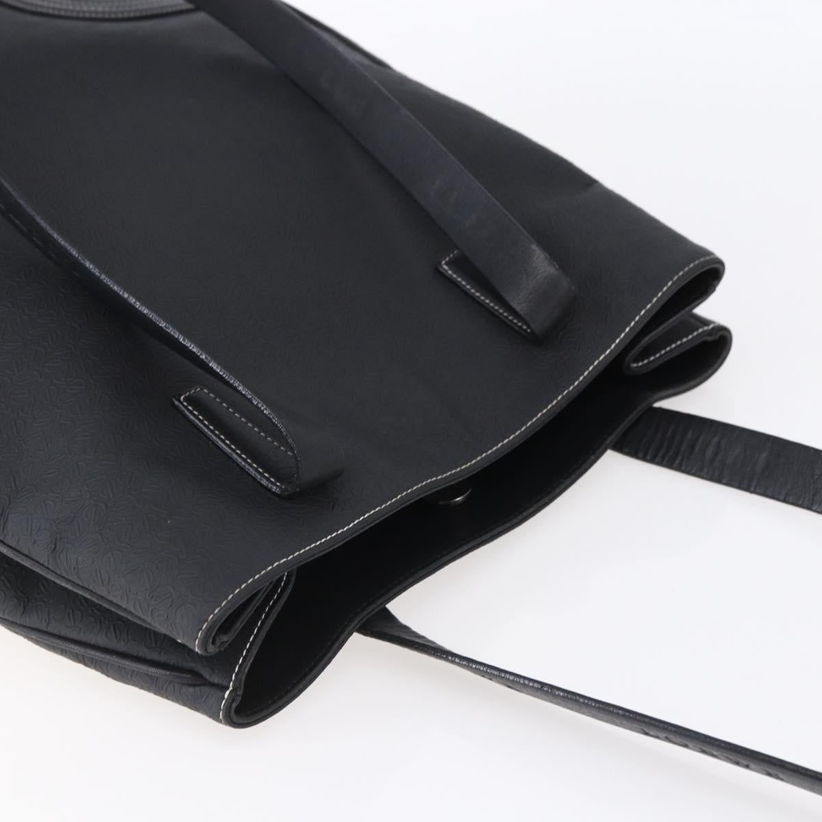 LOEWE Anagram Tote Bag PVC Leather Black Silver Auth ep11707