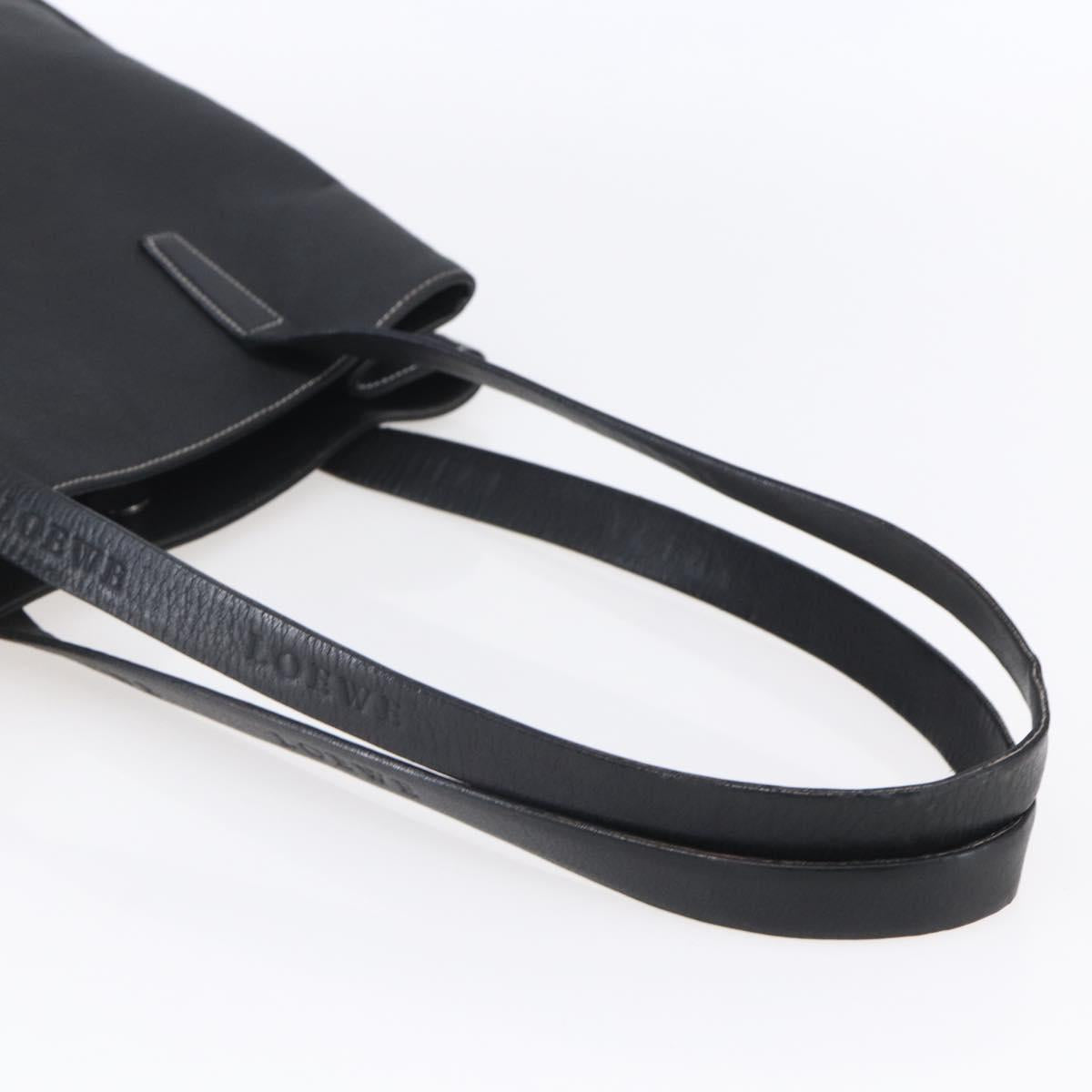 LOEWE Anagram Tote Bag PVC Leather Black Silver Auth ep11707