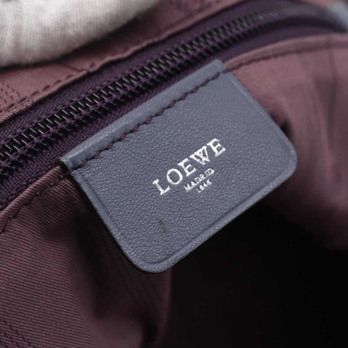 LOEWE Anagram Hand Bag Leather Blue Silver Auth ep11719