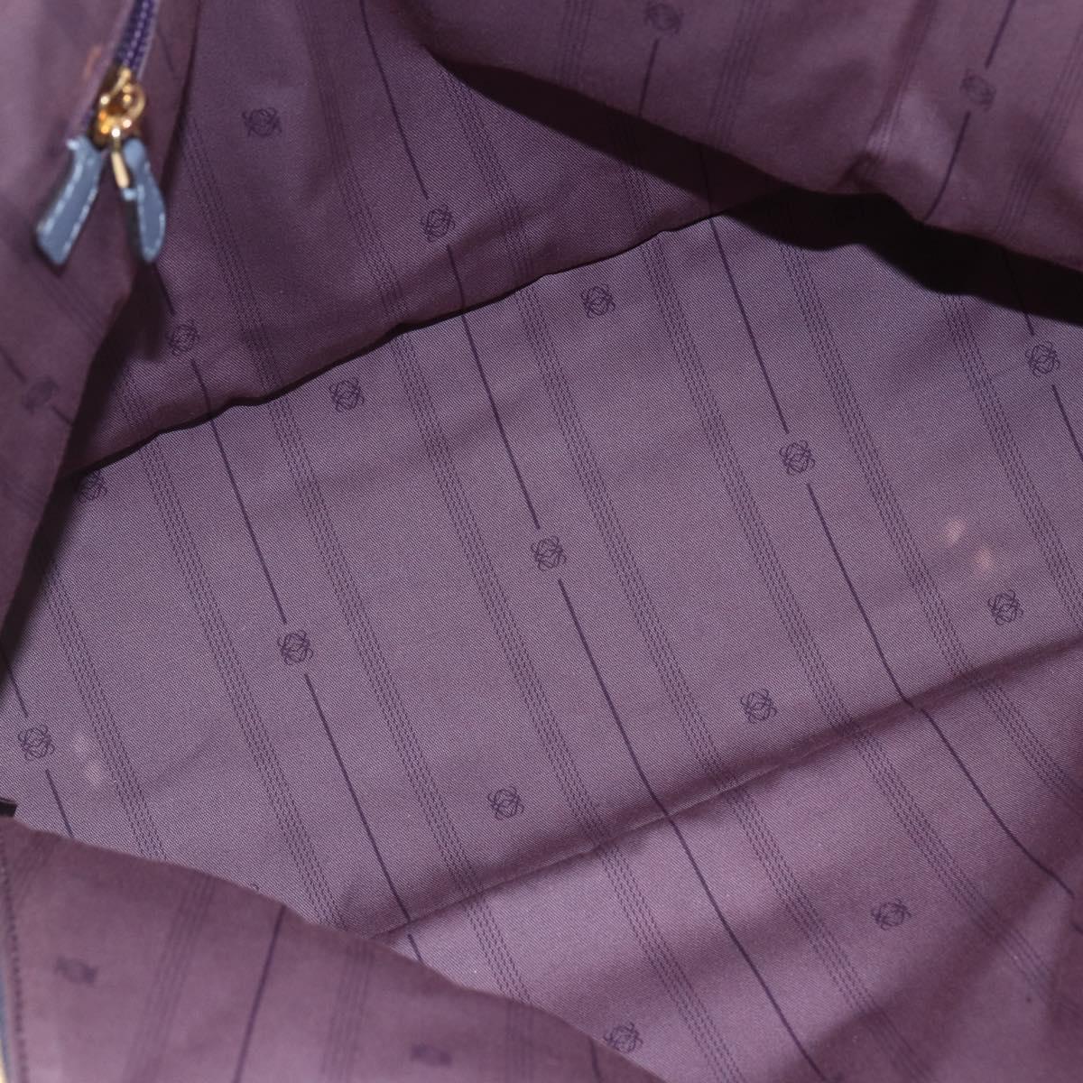 LOEWE Anagram Hand Bag Leather Blue Silver Auth ep11719